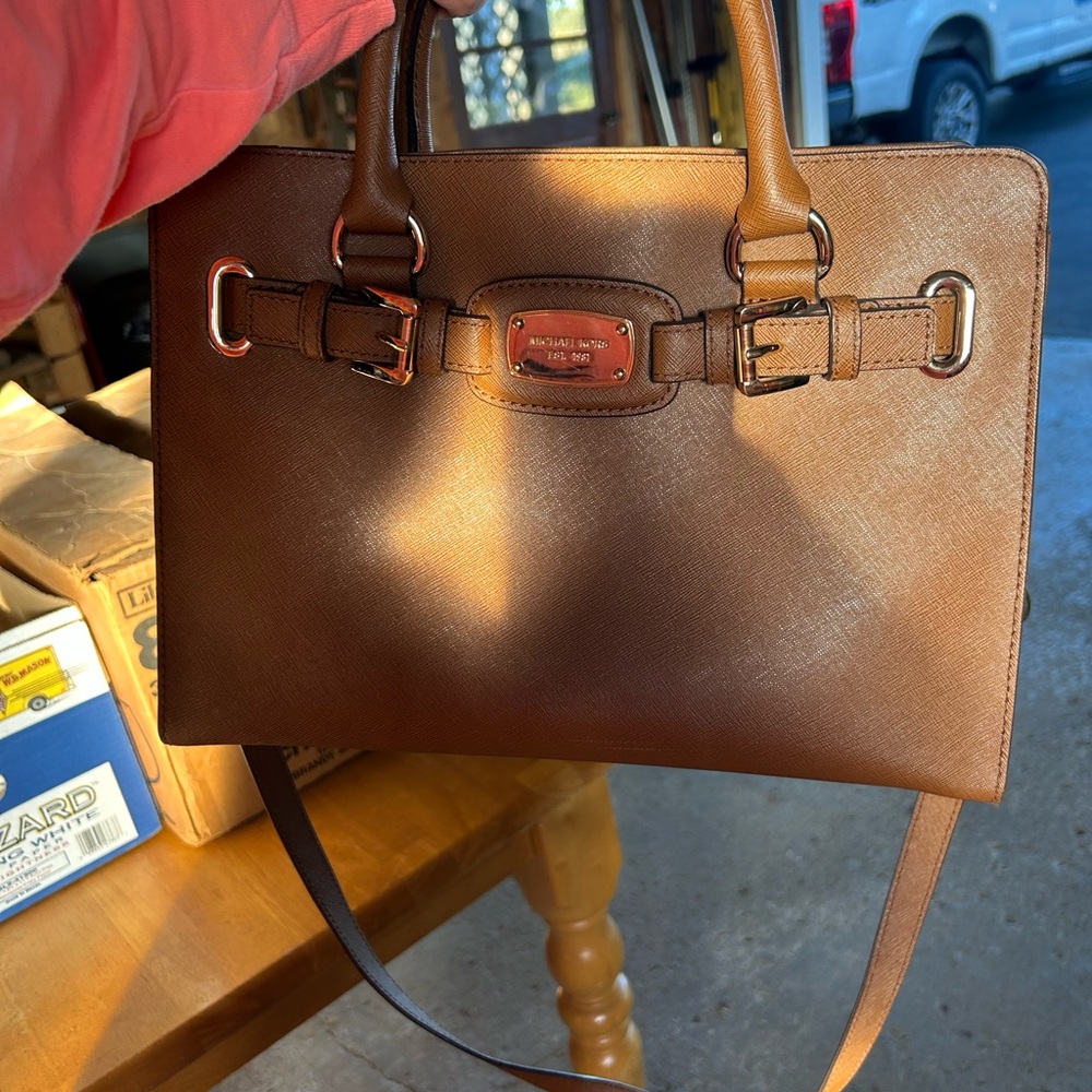 Michael Kors Brown Satchel with Buckle Detail